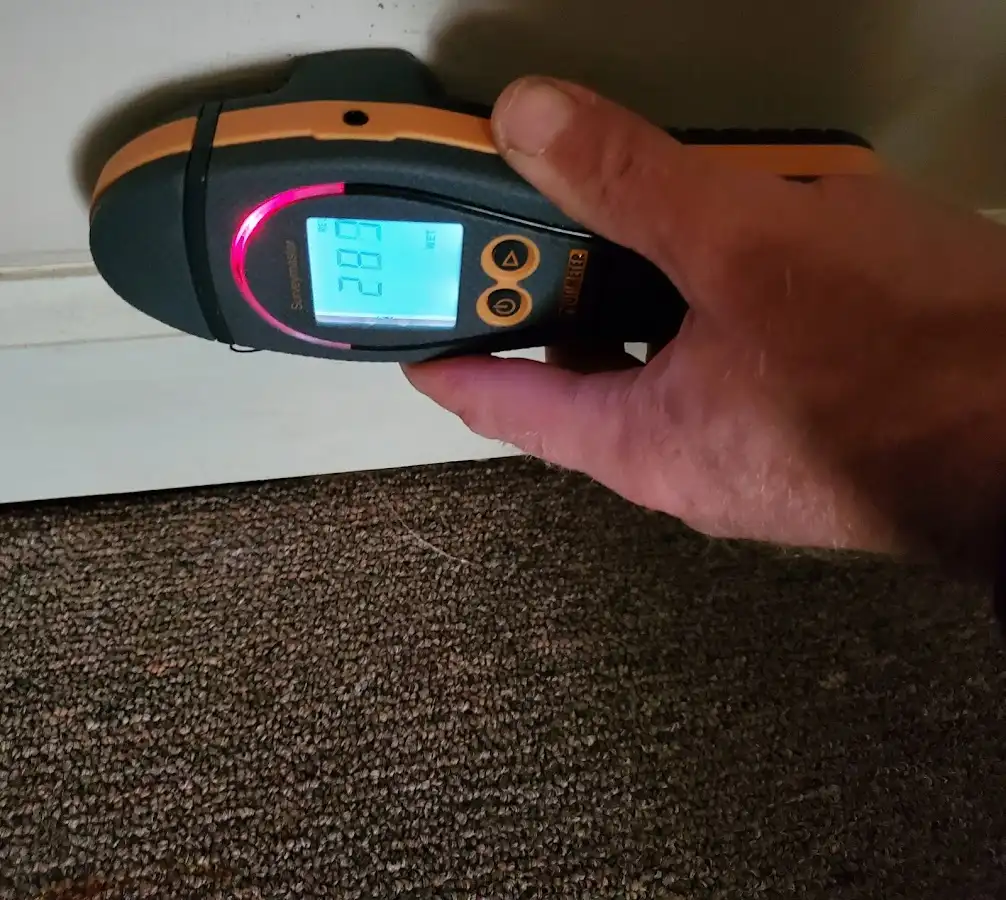 Moisture detection at baseboard during Mold Inspection & Testing in Lumberton